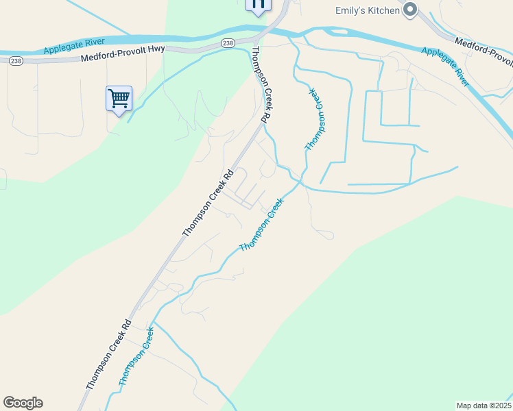 map of restaurants, bars, coffee shops, grocery stores, and more near 537 Thompson Creek Road in Jacksonville