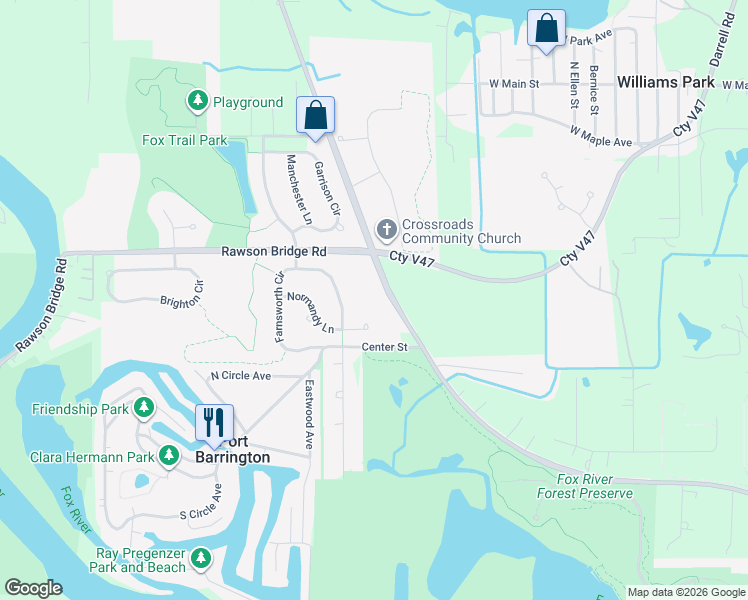 map of restaurants, bars, coffee shops, grocery stores, and more near 28965 West Roberts Road in Port Barrington