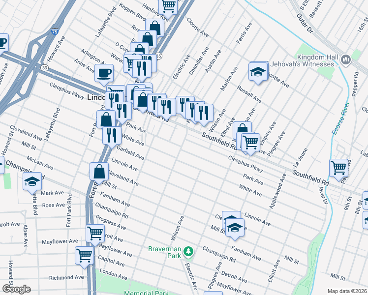 map of restaurants, bars, coffee shops, grocery stores, and more near 986 Park Avenue in Lincoln Park
