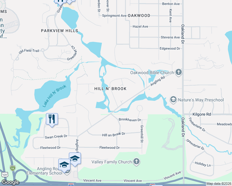 map of restaurants, bars, coffee shops, grocery stores, and more near 4323 Sunnybrook Drive in Kalamazoo