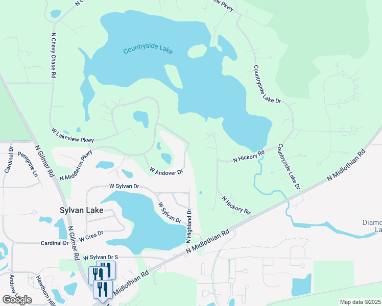 map of restaurants, bars, coffee shops, grocery stores, and more near 21027 West Lakeview Parkway in Mundelein