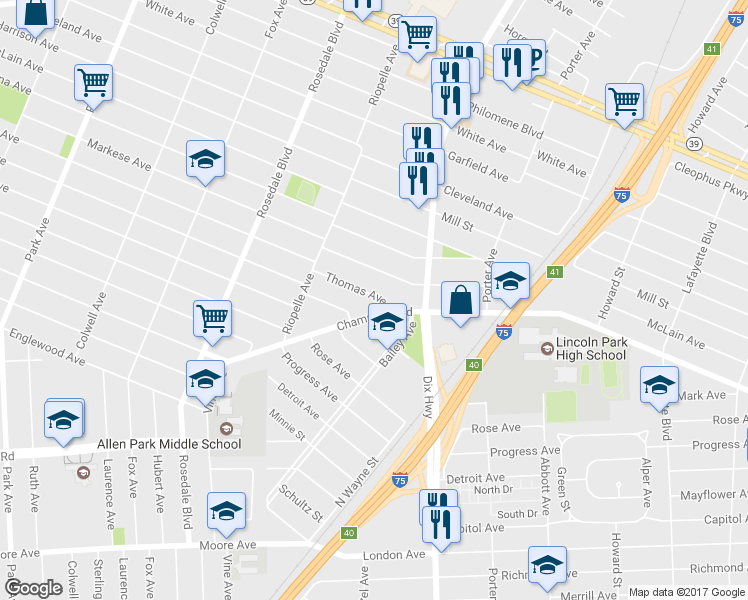 map of restaurants, bars, coffee shops, grocery stores, and more near 2009 Thomas Street in Lincoln Park
