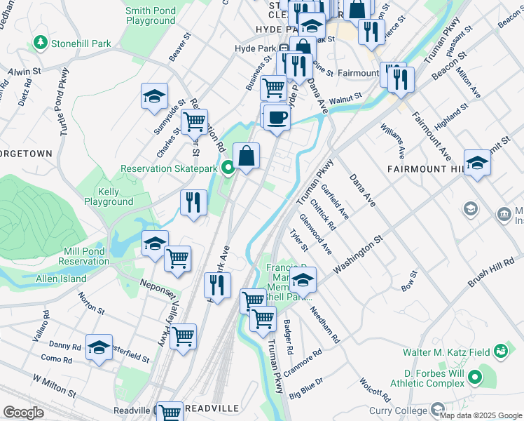 map of restaurants, bars, coffee shops, grocery stores, and more near 15-17 Mason Street in Boston