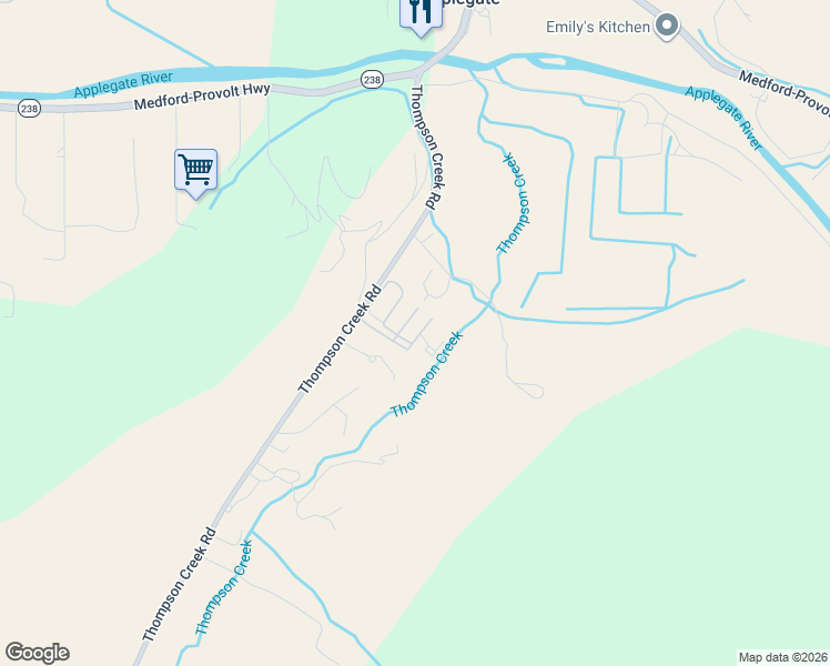 map of restaurants, bars, coffee shops, grocery stores, and more near 537 Thompson Creek Road in Jacksonville