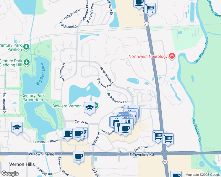 map of restaurants, bars, coffee shops, grocery stores, and more near 466 Harvey Lake Drive in Vernon Hills