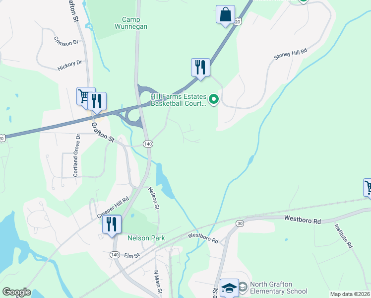 map of restaurants, bars, coffee shops, grocery stores, and more near 19 Holt Street in Shrewsbury