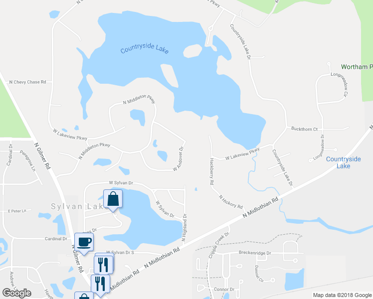 map of restaurants, bars, coffee shops, grocery stores, and more near 21027 West Lakeview Parkway in Mundelein