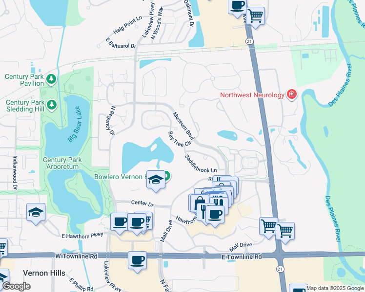 map of restaurants, bars, coffee shops, grocery stores, and more near 466 Harvey Lake Drive in Vernon Hills