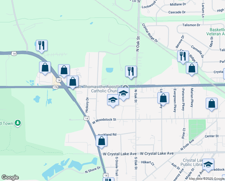 map of restaurants, bars, coffee shops, grocery stores, and more near 479 W Terra Cotta Ave in Crystal Lake
