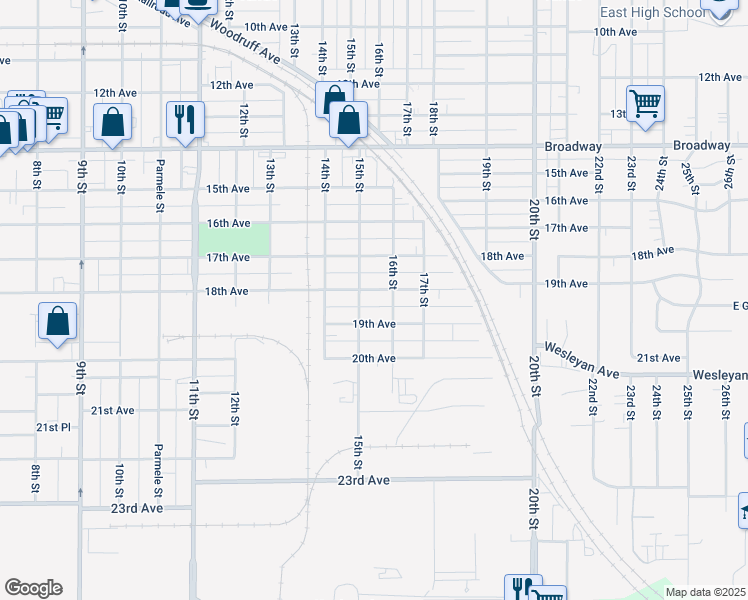 map of restaurants, bars, coffee shops, grocery stores, and more near 2023 18th Avenue in Rockford