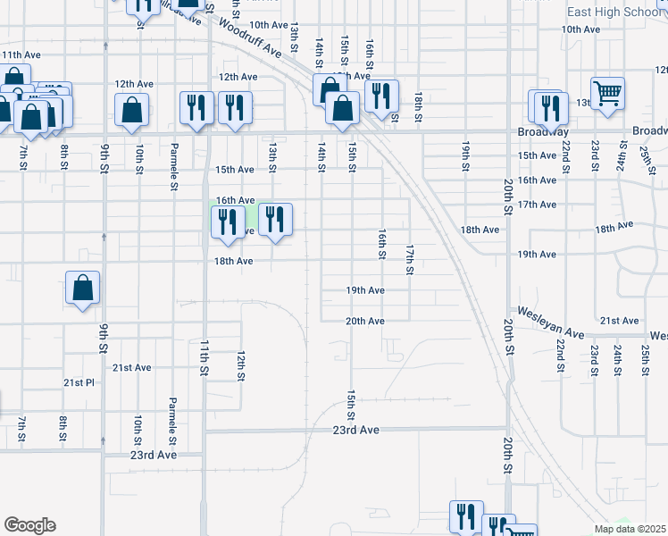 map of restaurants, bars, coffee shops, grocery stores, and more near 1913 18th Avenue in Rockford