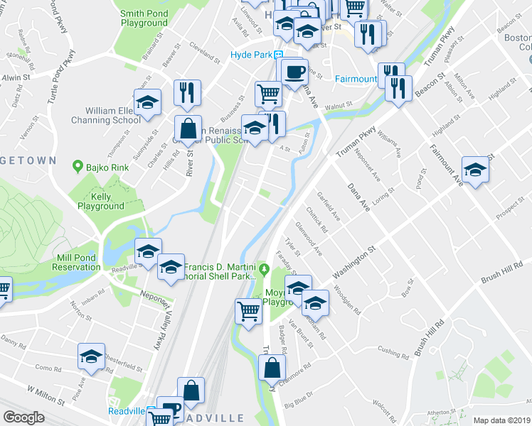 map of restaurants, bars, coffee shops, grocery stores, and more near 24 Mason Street in Boston