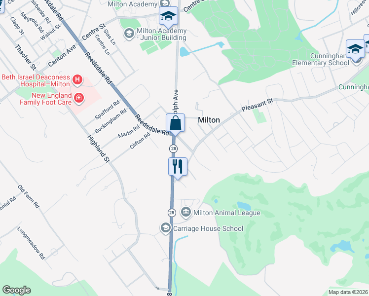 map of restaurants, bars, coffee shops, grocery stores, and more near 403405 Reedsdale Road in Milton