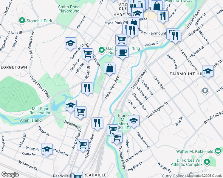 map of restaurants, bars, coffee shops, grocery stores, and more near 15-17 Mason Street in Boston