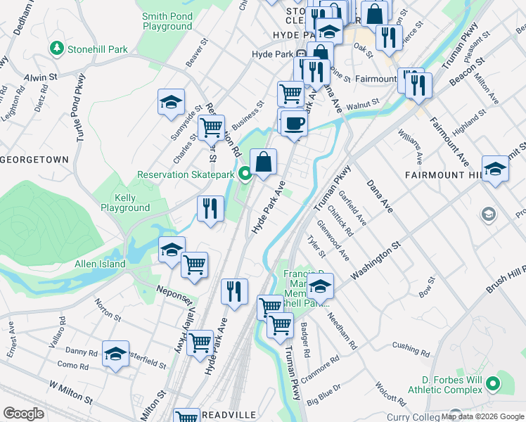 map of restaurants, bars, coffee shops, grocery stores, and more near in Boston