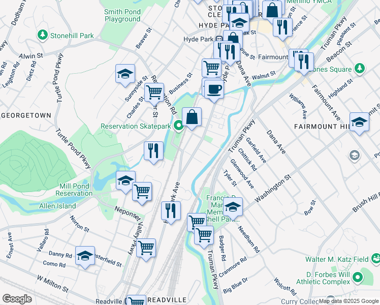 map of restaurants, bars, coffee shops, grocery stores, and more near in Boston