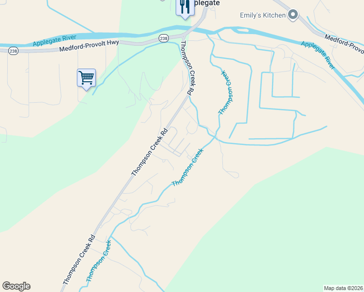 map of restaurants, bars, coffee shops, grocery stores, and more near 537 Thompson Creek Road in Jacksonville