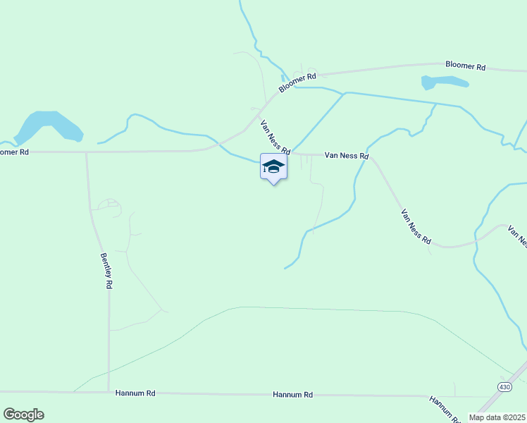 map of restaurants, bars, coffee shops, grocery stores, and more near 7301 Van Ness Road in Mayville