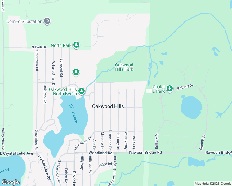 map of restaurants, bars, coffee shops, grocery stores, and more near 212 Hickory Road in Oakwood Hills