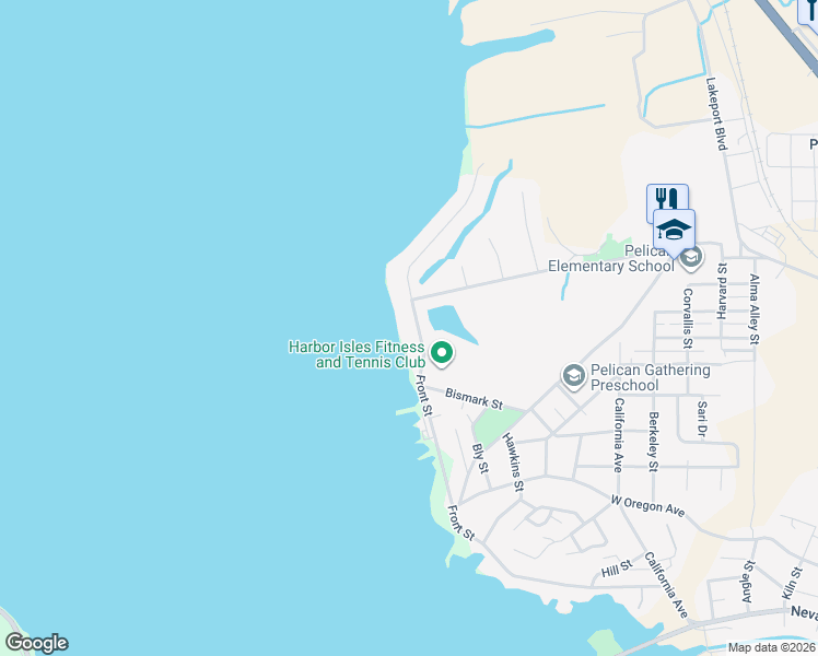 map of restaurants, bars, coffee shops, grocery stores, and more near 2830 Front Street in Klamath Falls