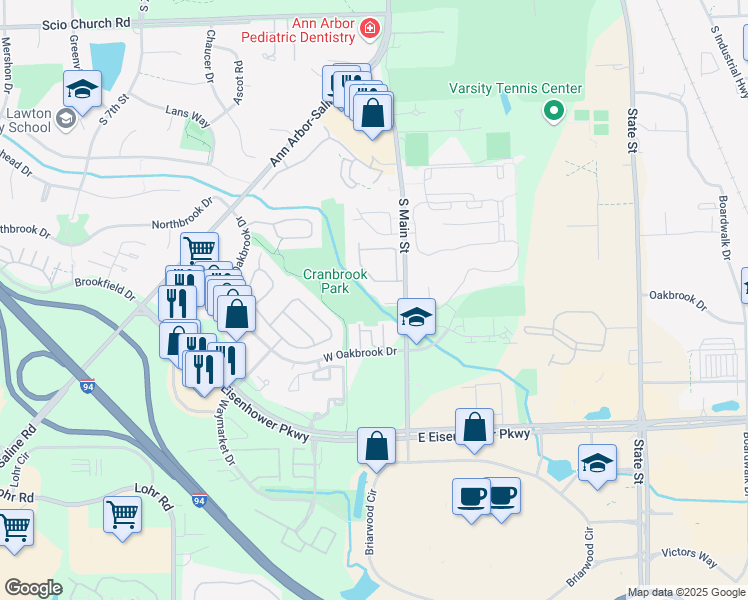 map of restaurants, bars, coffee shops, grocery stores, and more near 2670 South Main Street in Ann Arbor