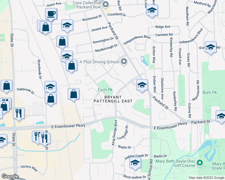 map of restaurants, bars, coffee shops, grocery stores, and more near in Ann Arbor