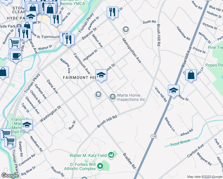 map of restaurants, bars, coffee shops, grocery stores, and more near 146 Warren Avenue in Boston
