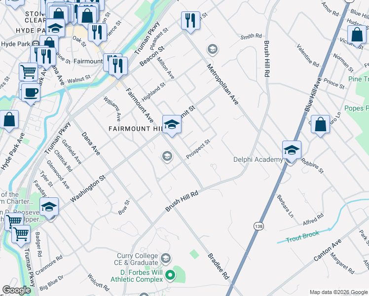 map of restaurants, bars, coffee shops, grocery stores, and more near 44 Prospect Street in Boston