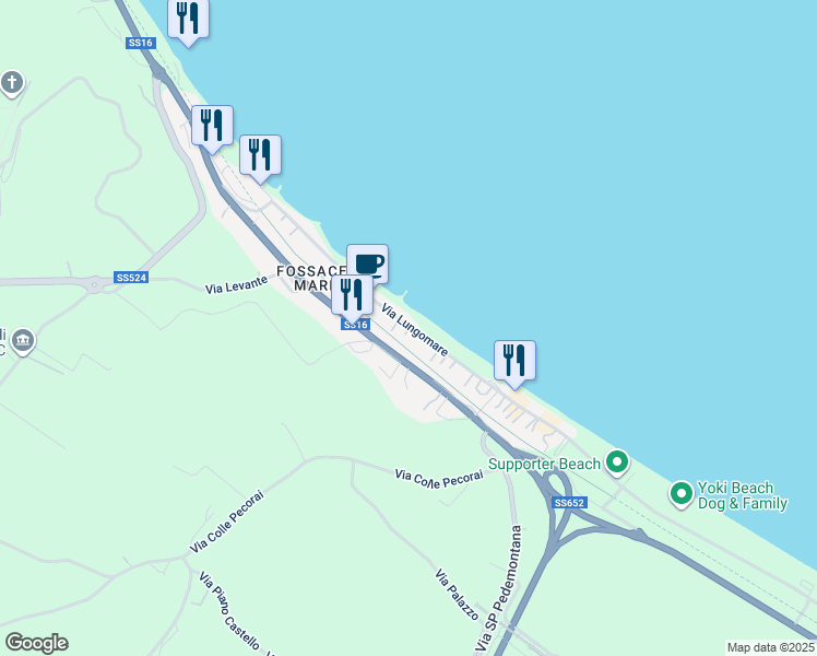 map of restaurants, bars, coffee shops, grocery stores, and more near 81 Strada Statale 16 Adriatica in Marina