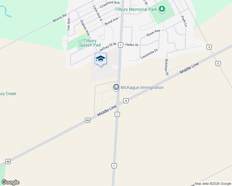 map of restaurants, bars, coffee shops, grocery stores, and more near 133 Queen Street South in Chatham-Kent