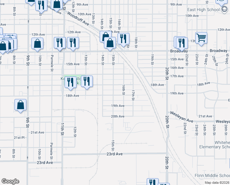 map of restaurants, bars, coffee shops, grocery stores, and more near 1911 15th Street in Rockford