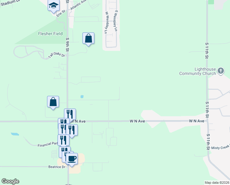 map of restaurants, bars, coffee shops, grocery stores, and more near 6100 Technology Avenue in Kalamazoo