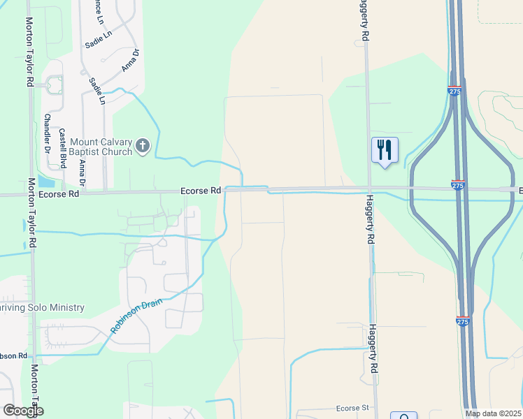 map of restaurants, bars, coffee shops, grocery stores, and more near 41965 Ecorse Road in Belleville