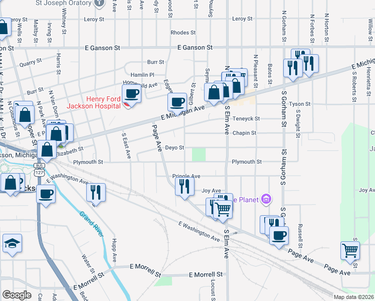map of restaurants, bars, coffee shops, grocery stores, and more near 212 Summit Avenue in Jackson