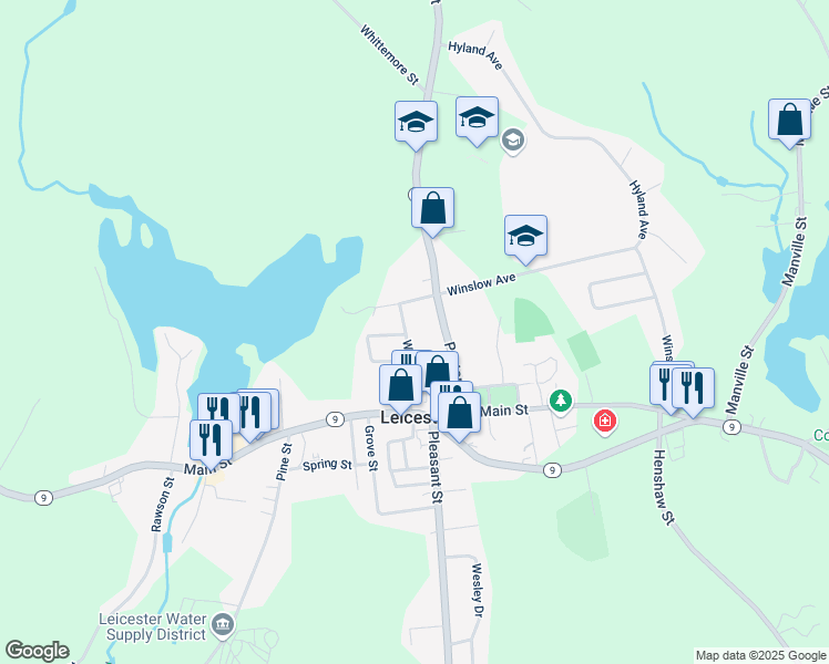 map of restaurants, bars, coffee shops, grocery stores, and more near 89 Paxton Street in Leicester