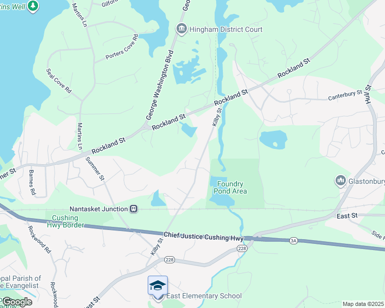 map of restaurants, bars, coffee shops, grocery stores, and more near 108 Kilby Street in Hingham