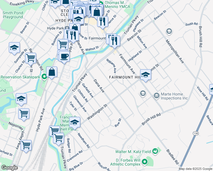 map of restaurants, bars, coffee shops, grocery stores, and more near 39 Neponset Avenue in Boston