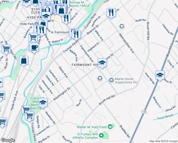 map of restaurants, bars, coffee shops, grocery stores, and more near 11 Mount Pleasant Street in Boston