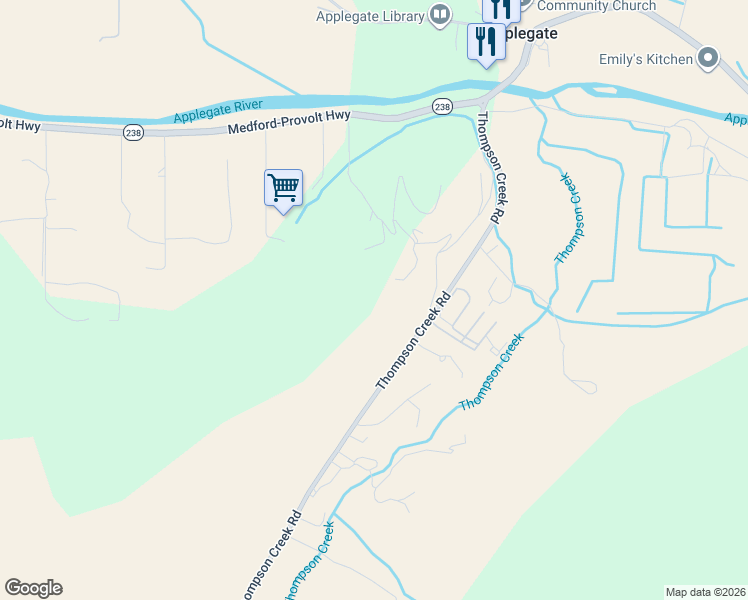 map of restaurants, bars, coffee shops, grocery stores, and more near 542 Thompson Creek Road in Jacksonville