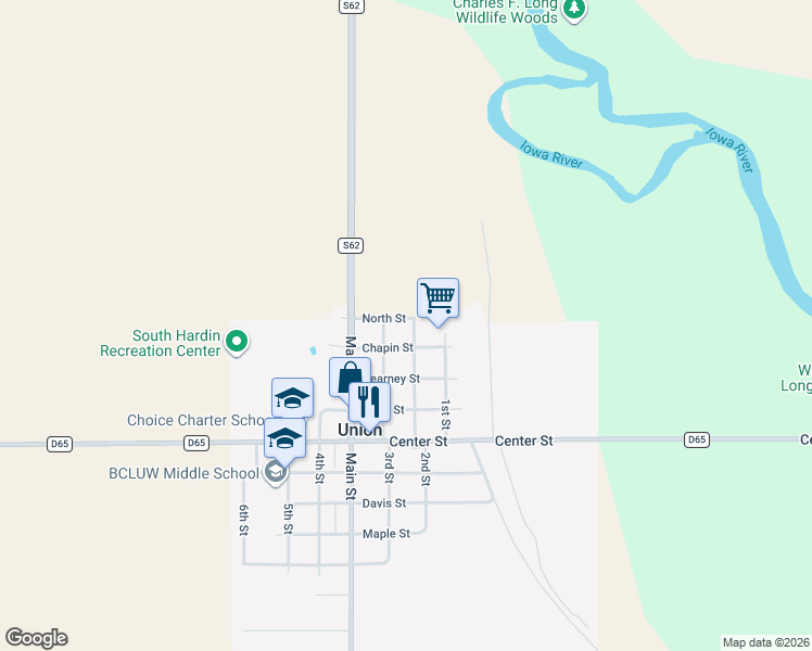 map of restaurants, bars, coffee shops, grocery stores, and more near 301-399 North Street in Union