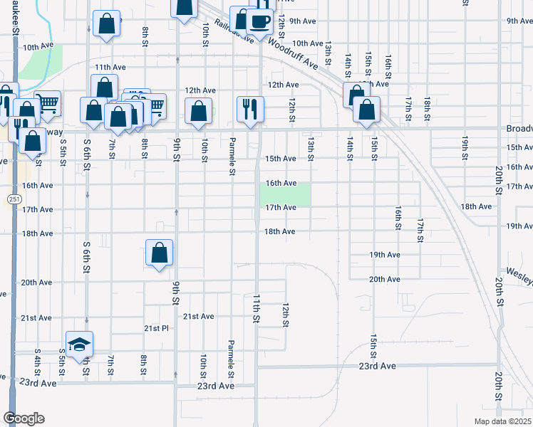 map of restaurants, bars, coffee shops, grocery stores, and more near 1609 17th Avenue in Rockford