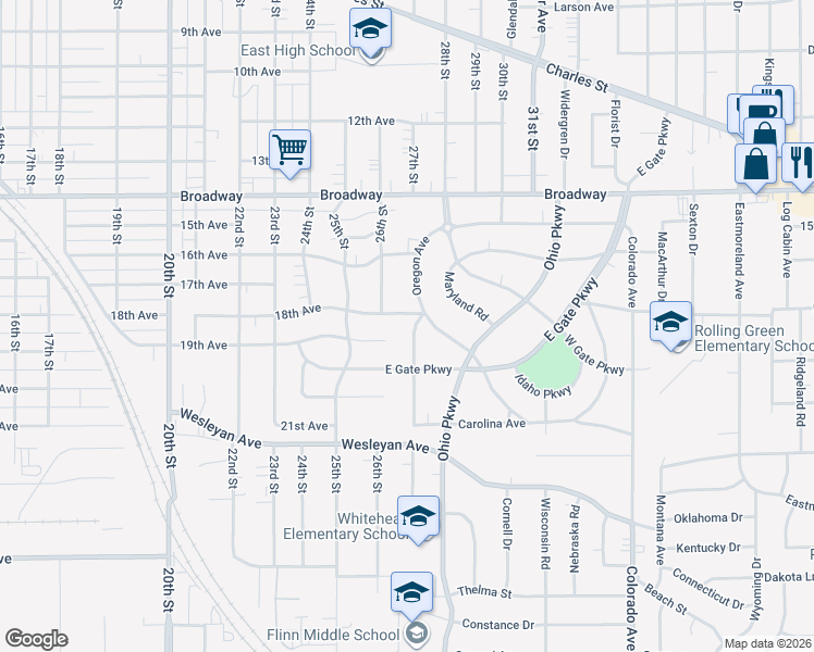 map of restaurants, bars, coffee shops, grocery stores, and more near 1907 Arizona Avenue in Rockford