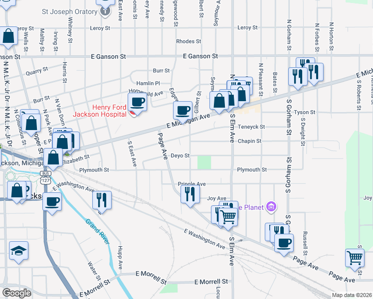 map of restaurants, bars, coffee shops, grocery stores, and more near 212 Summit Avenue in Jackson