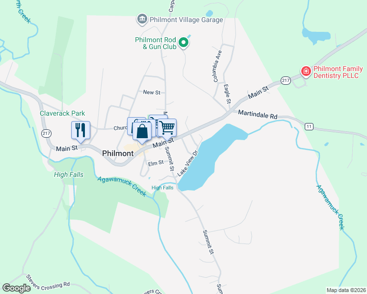 map of restaurants, bars, coffee shops, grocery stores, and more near 5 Ark Street in Philmont