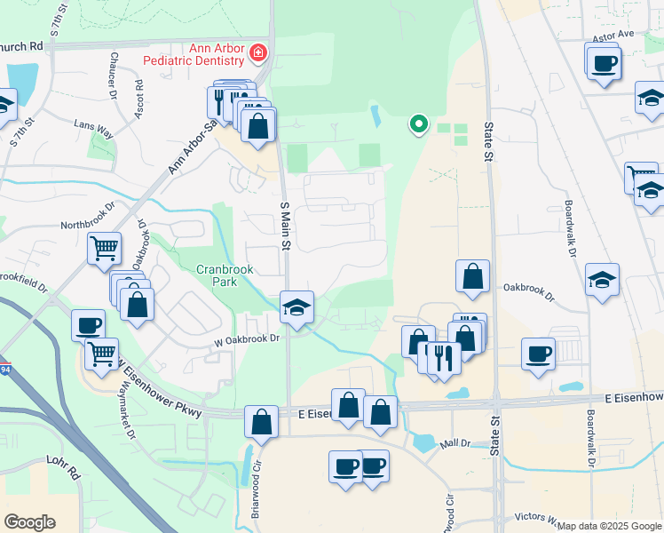 map of restaurants, bars, coffee shops, grocery stores, and more near 275 Harbor Way in Ann Arbor