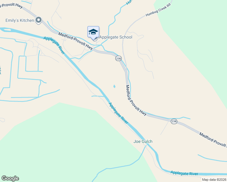 map of restaurants, bars, coffee shops, grocery stores, and more near 13723 Oregon 238 in Applegate