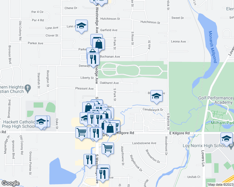 map of restaurants, bars, coffee shops, grocery stores, and more near 331 Evelyn Avenue in Kalamazoo