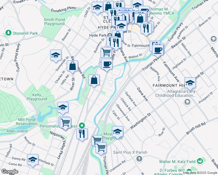 map of restaurants, bars, coffee shops, grocery stores, and more near 14 Wilton Street in Boston