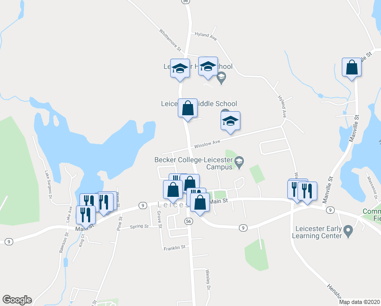 map of restaurants, bars, coffee shops, grocery stores, and more near 89 Paxton Street in Leicester
