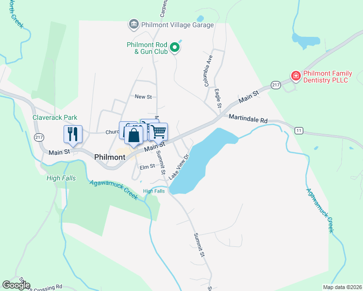 map of restaurants, bars, coffee shops, grocery stores, and more near 5 Ark Street in Philmont